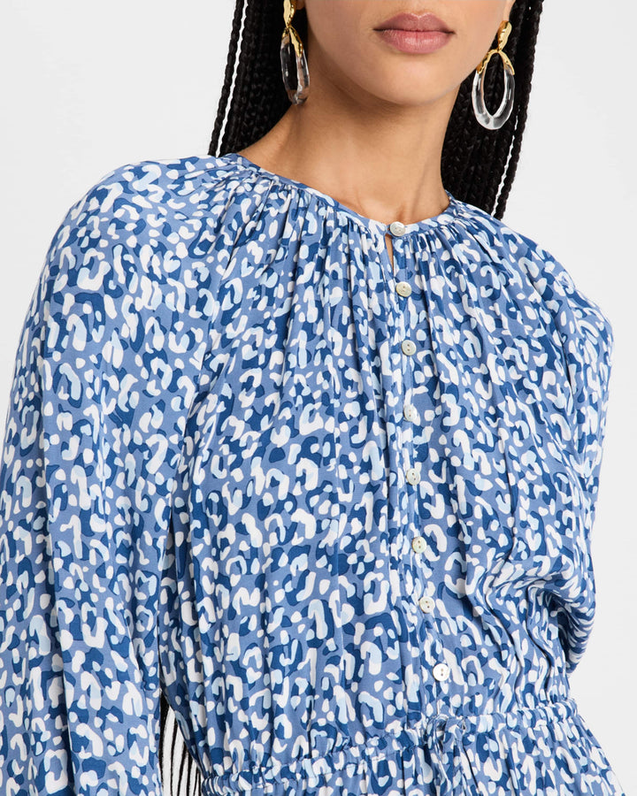 Robe courte boutonnée avec motif cheetah Linnea