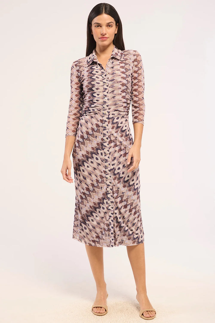 Robe-chemisier midi froncée Renee