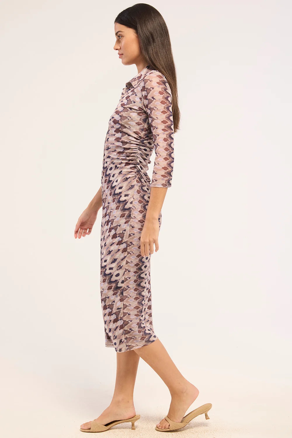 Robe-chemisier midi froncée Renee