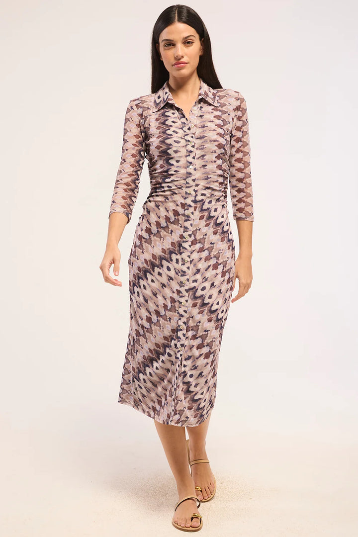 Robe-chemisier midi froncée Renee