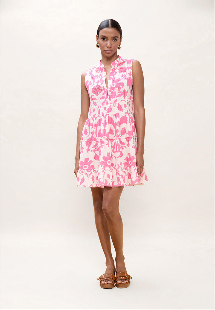 Robe courte à volants imprimé floral