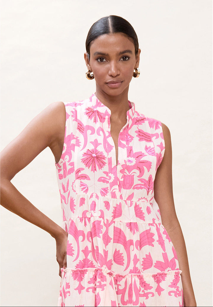 Robe courte à volants imprimé floral