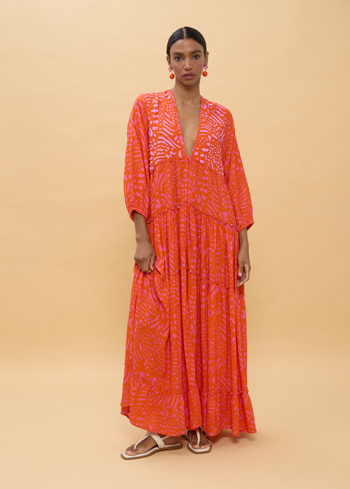 Robe longue à décolleté en V