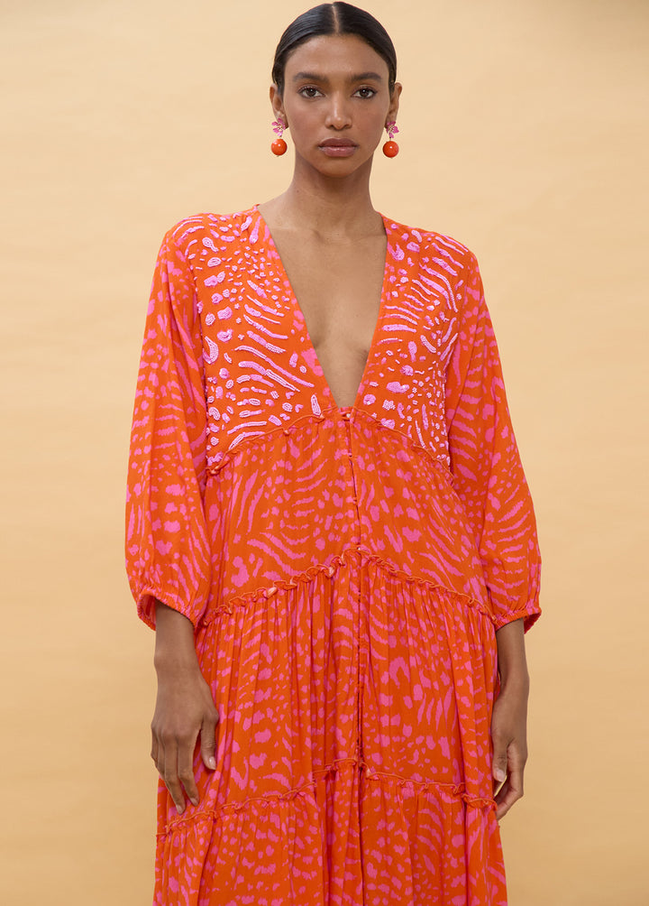 Robe longue à décolleté en V