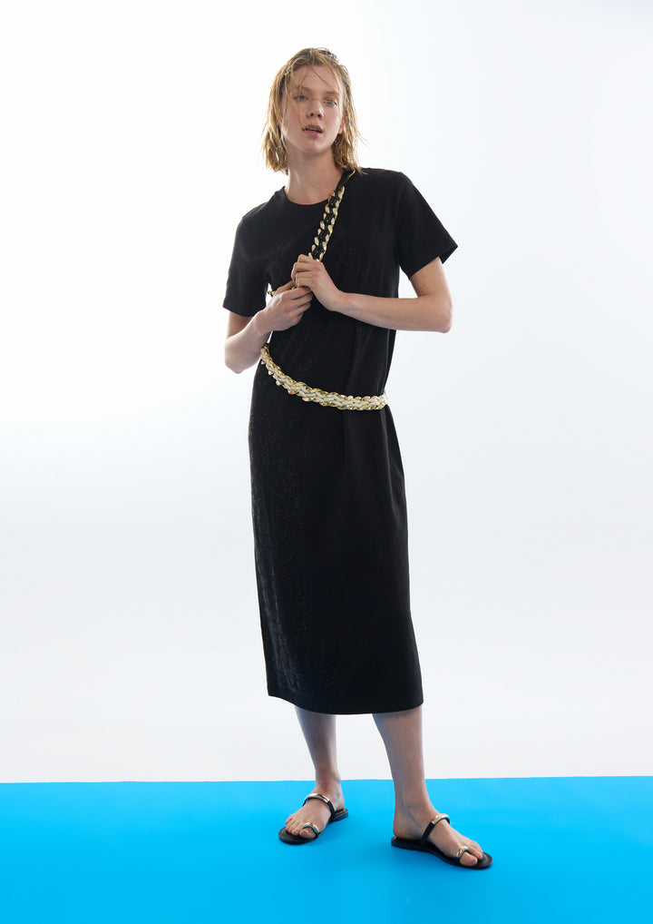 Robe t-shirt midi à motif animal en strass