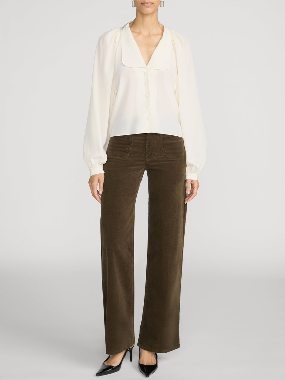 Jeans slim palazzo modernist en corduroy