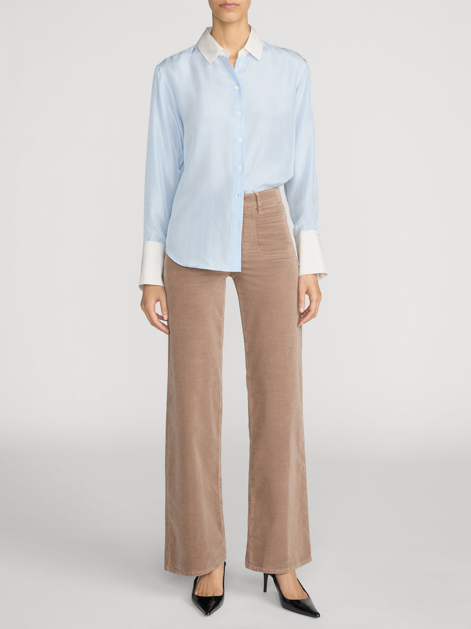 Jeans slim palazzo modernist en corduroy