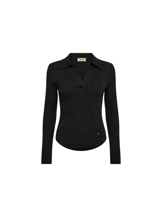 Pull côtelé style polo scintillant Ronika