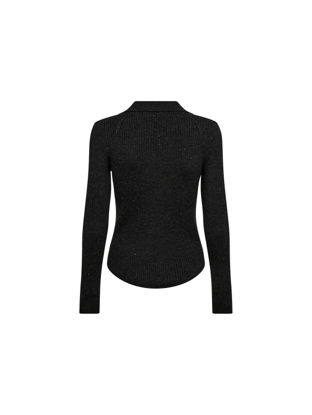 Pull côtelé style polo scintillant Ronika