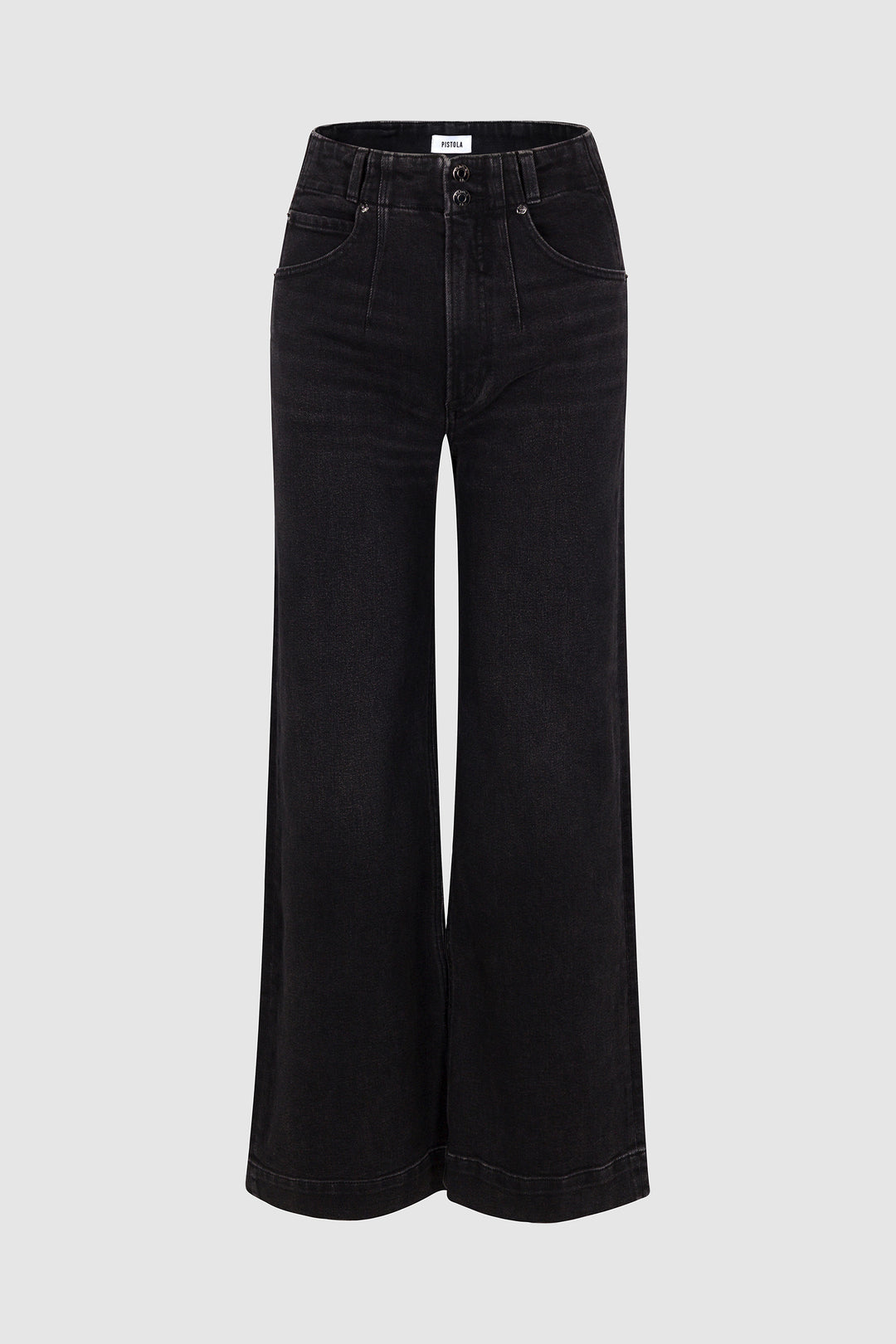 Jeans jambe large taille haute à double bouton Lana