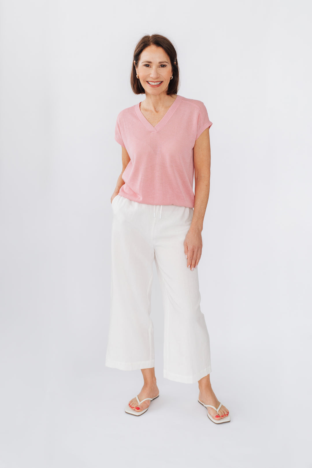 Haut col V en tricot fin - Lexi