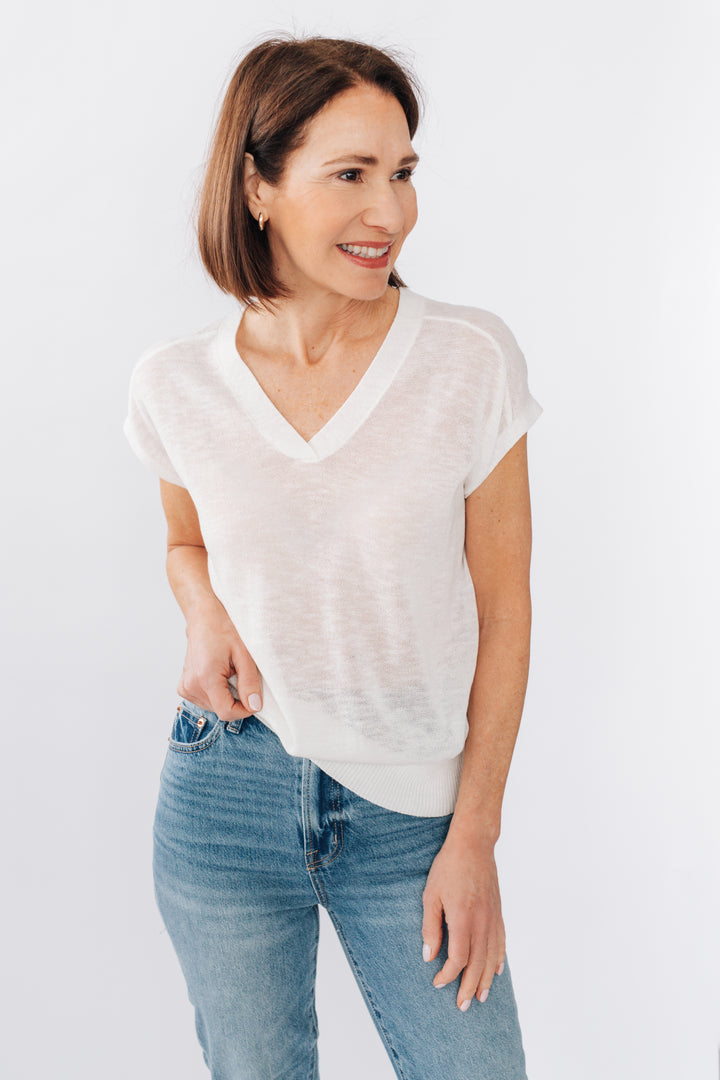 Haut col V en tricot fin - Lexi