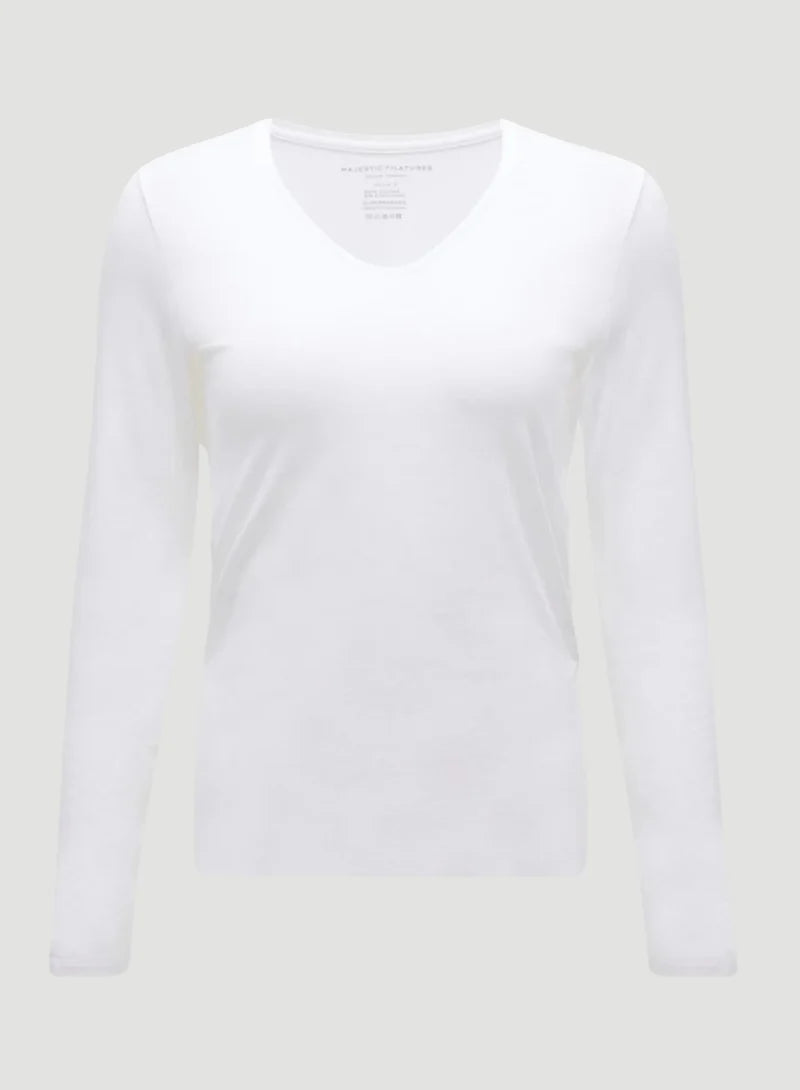 T-shirt col V et manches longues