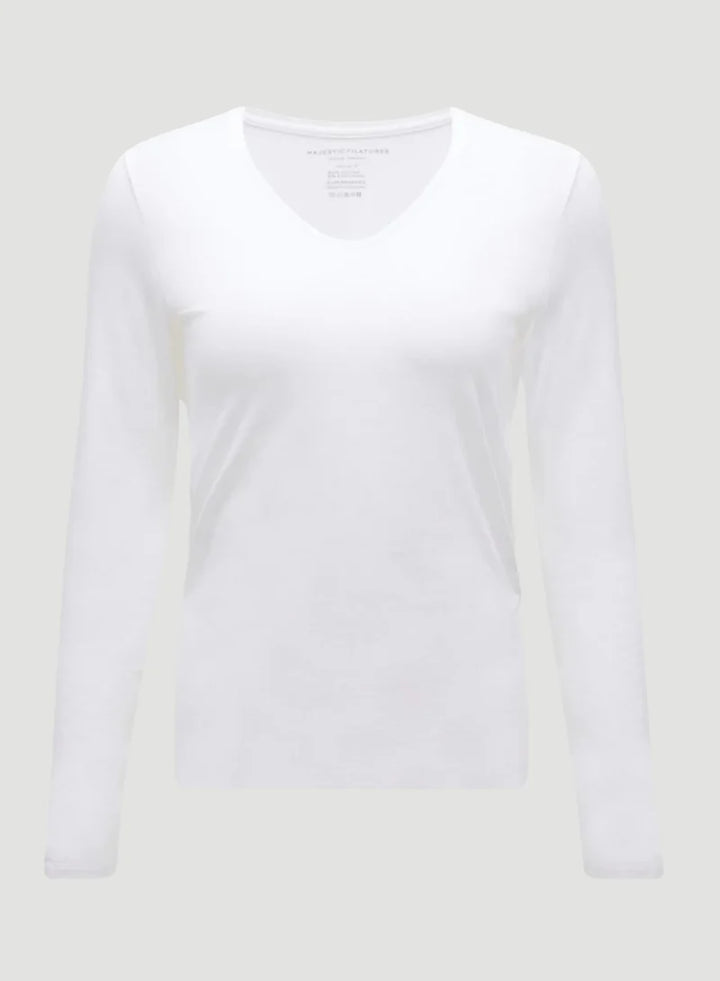 T-shirt col V et manches longues