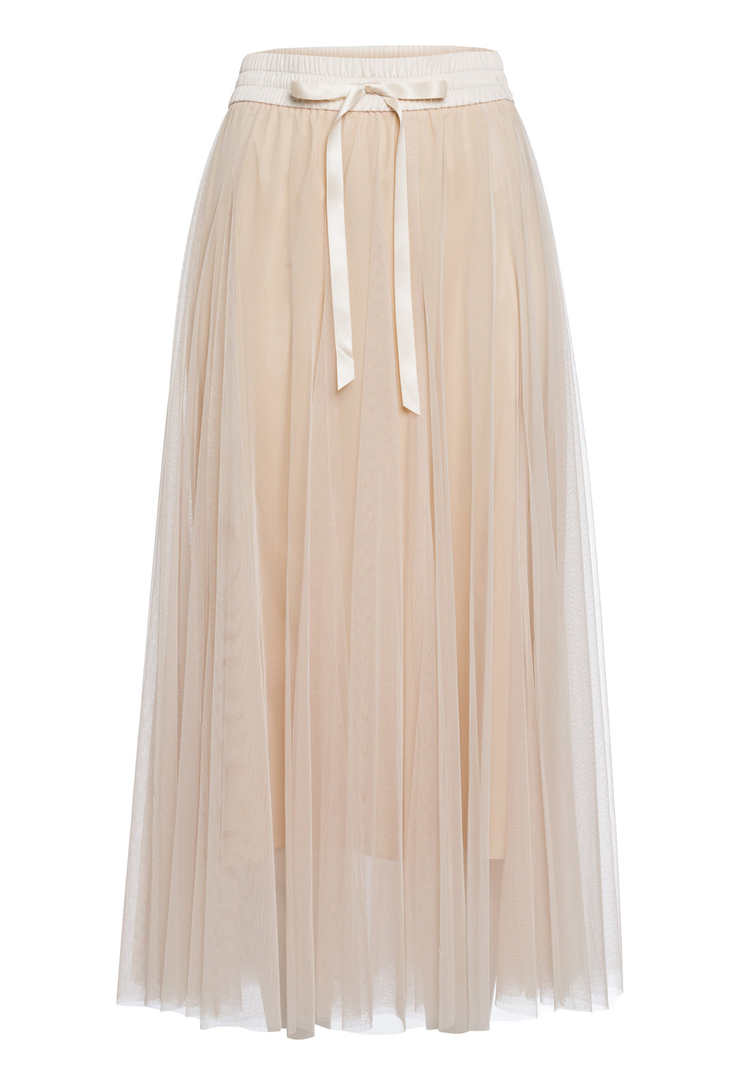 Jupe midi en tulle avec taille élastique satinée