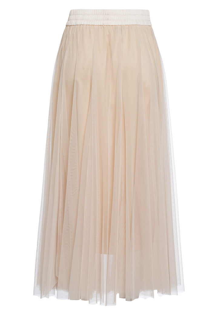 Jupe midi en tulle avec taille élastique satinée