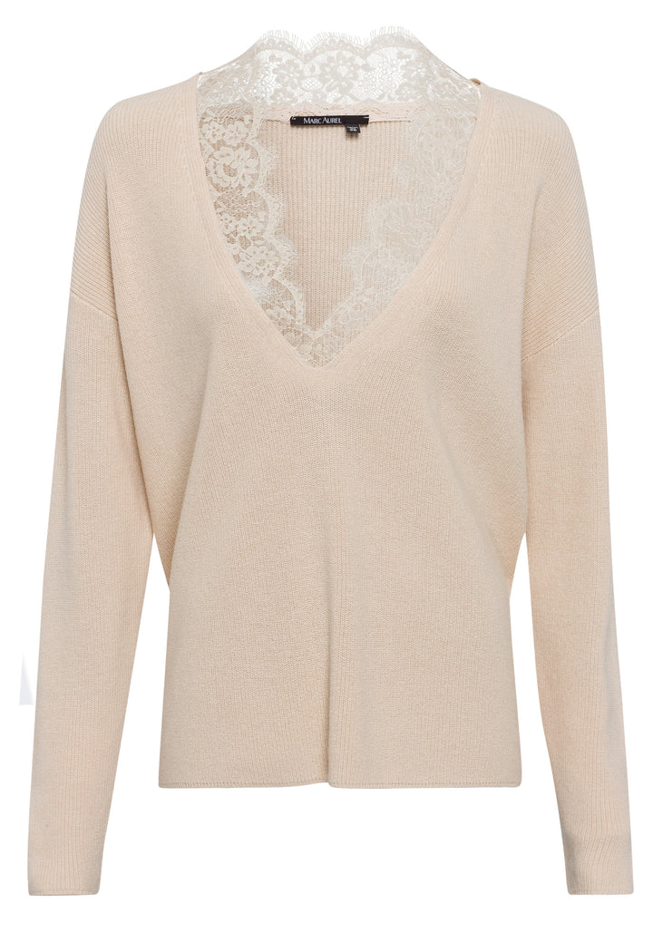 Pull en coton et cachemire avec col en dentelle