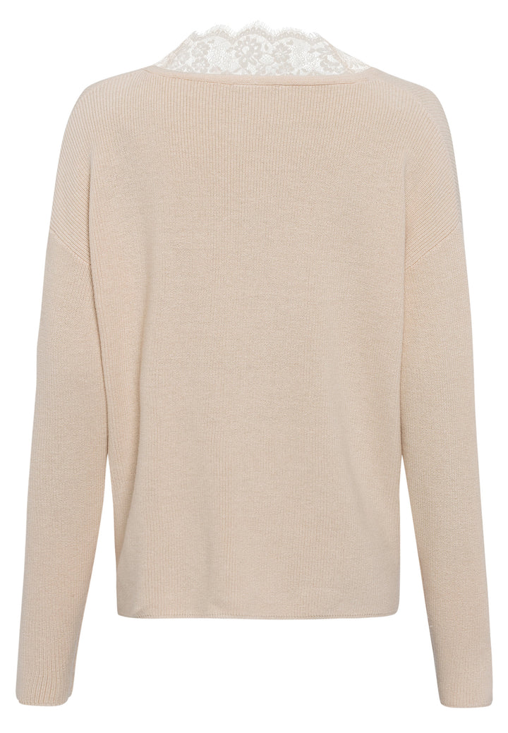 Pull en coton et cachemire avec col en dentelle