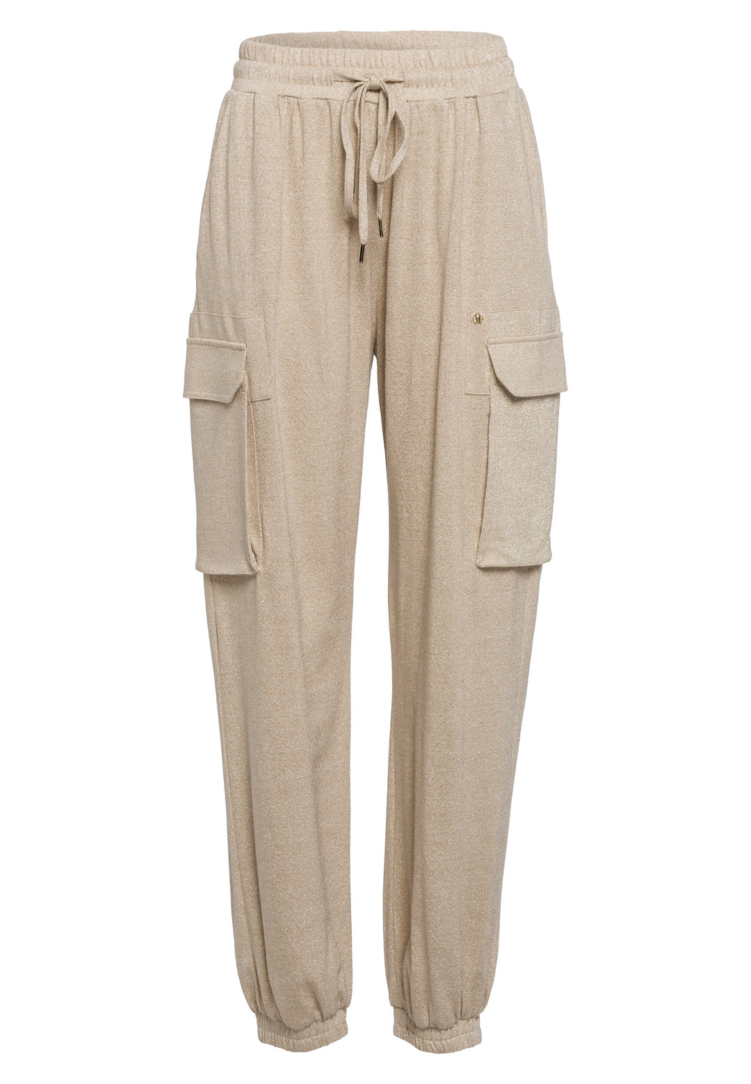 Jogging style cargo en lurex avec taille élastique