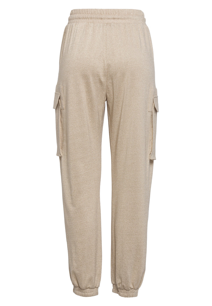 Jogging style cargo en lurex avec taille élastique