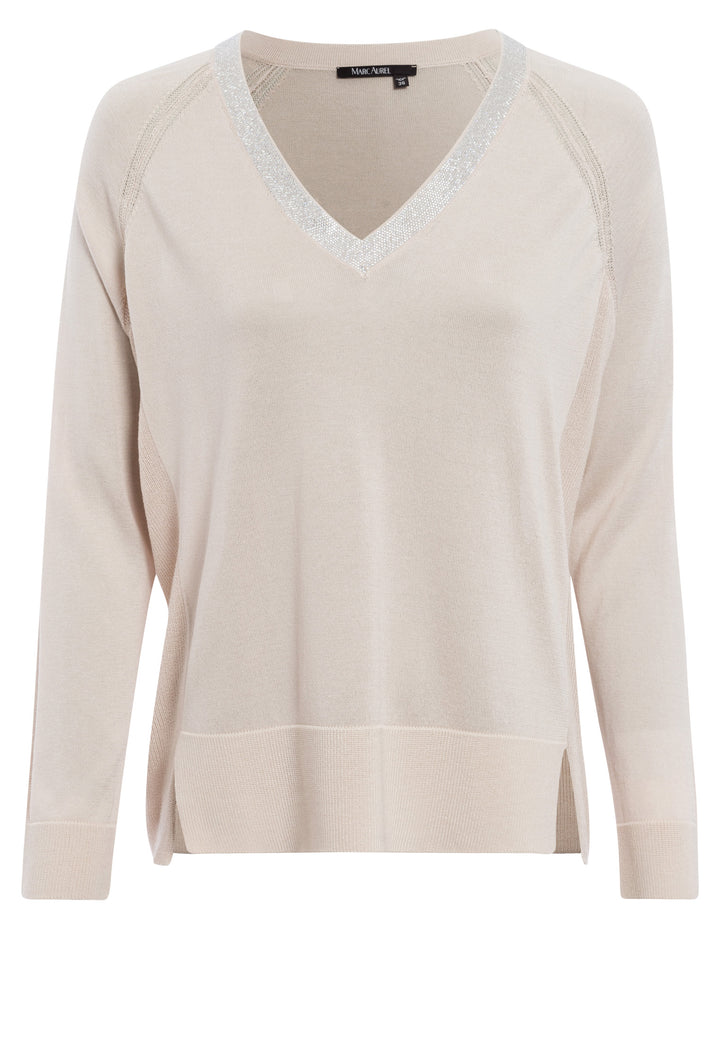 Pull avec bande de strass sur col V