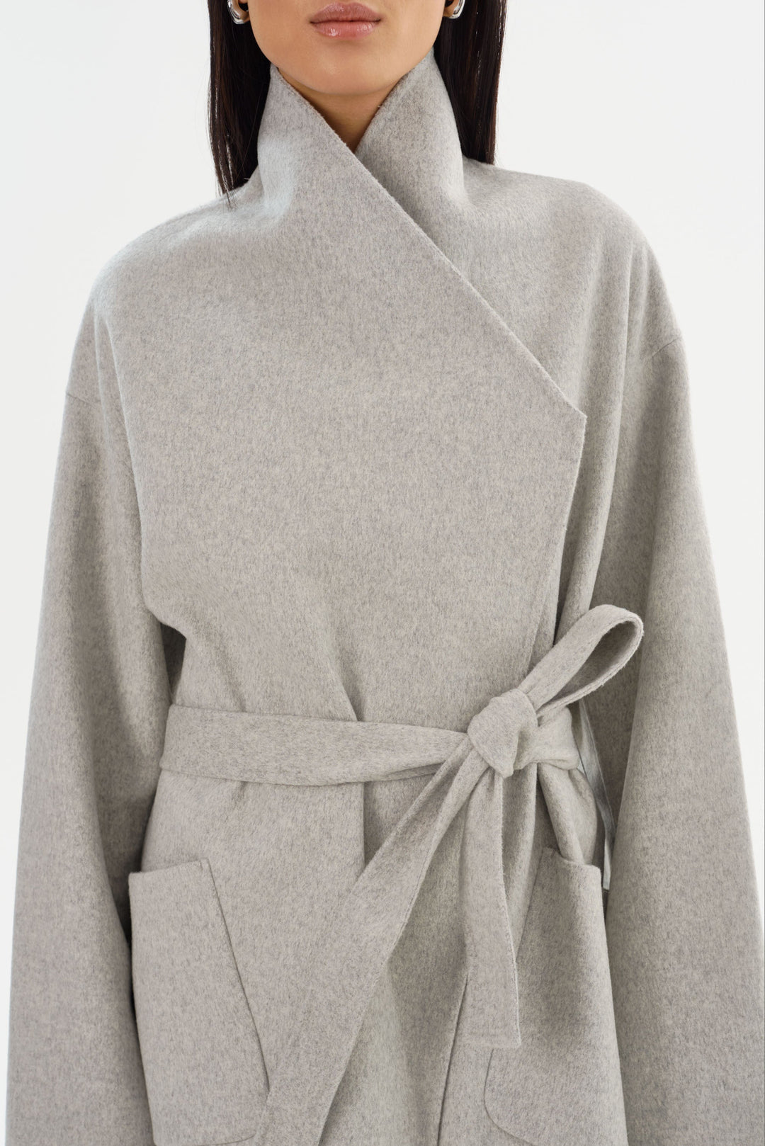 Manteau en laine double face avec ceinture Mekia