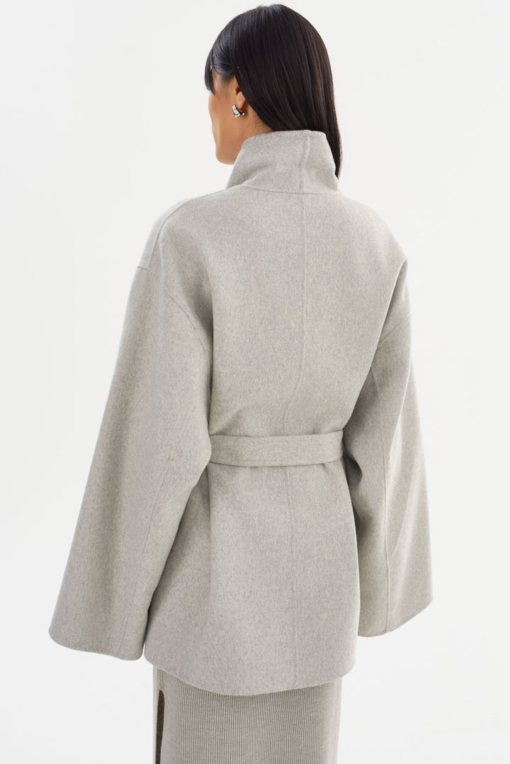 Manteau en laine double face avec ceinture Mekia