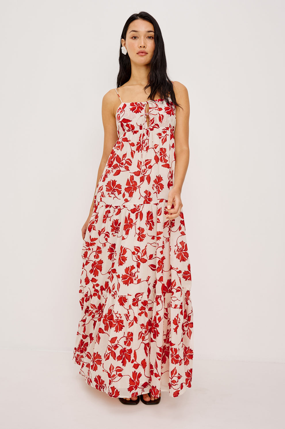 Robe maxi Mica florale à découpe nouée