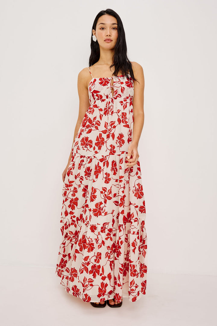 Robe maxi Mica florale à découpe nouée