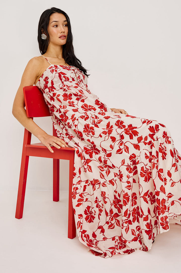 Robe maxi Mica florale à découpe nouée