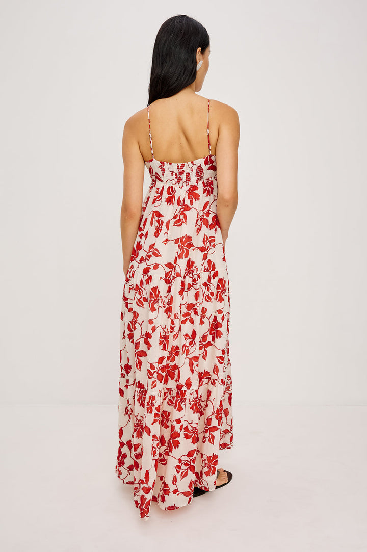 Robe maxi Mica florale à découpe nouée