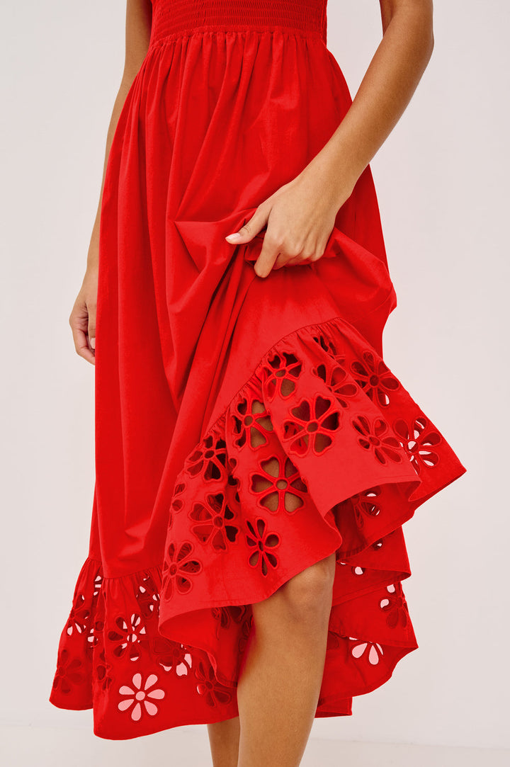 Robe midi Moira à bretelles brodées
