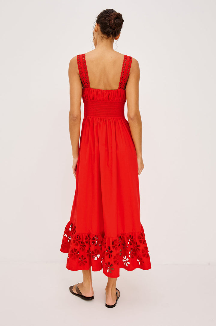 Robe midi Moira à bretelles brodées
