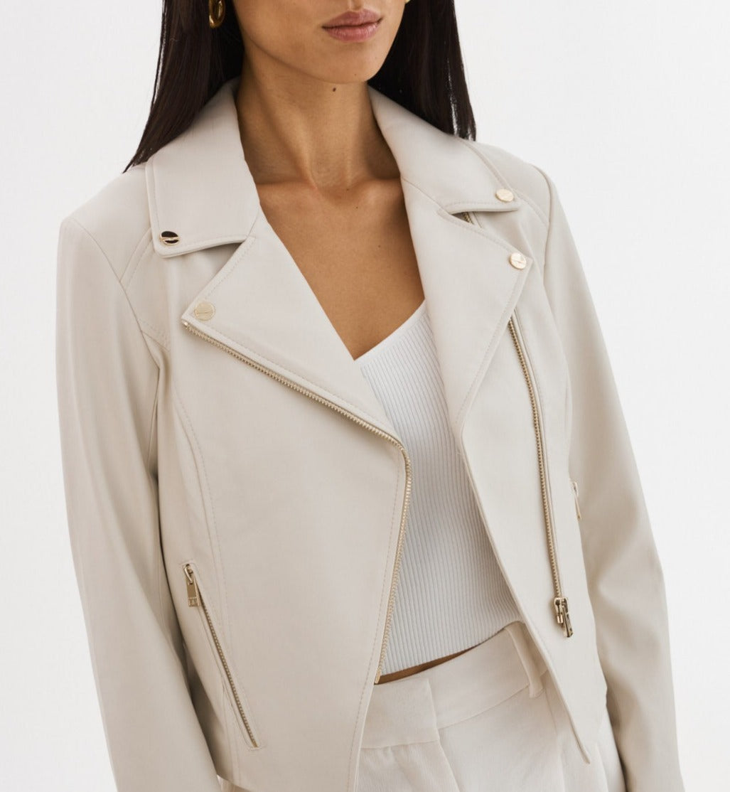 Veste de cuir style moto - cuir végane - Monica