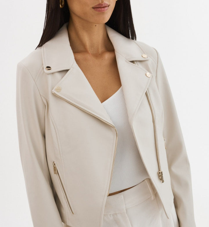Veste de cuir style moto - cuir végane - Monica