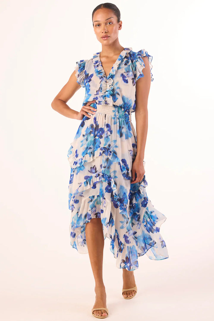 Robe midi Dakota à volants asymétriques