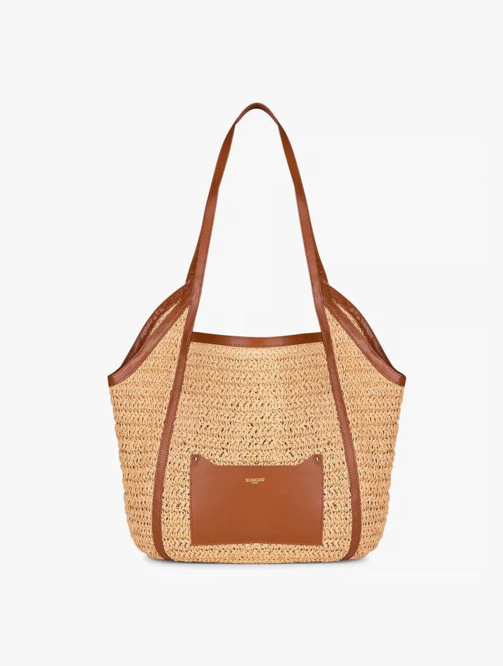 Sac fourre-tout tressé avec détails chamois Amesi