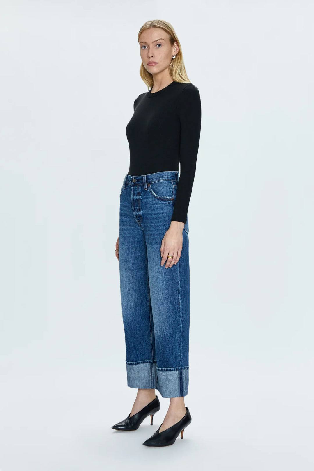 Jeans ample à taille haute et revers Ryder