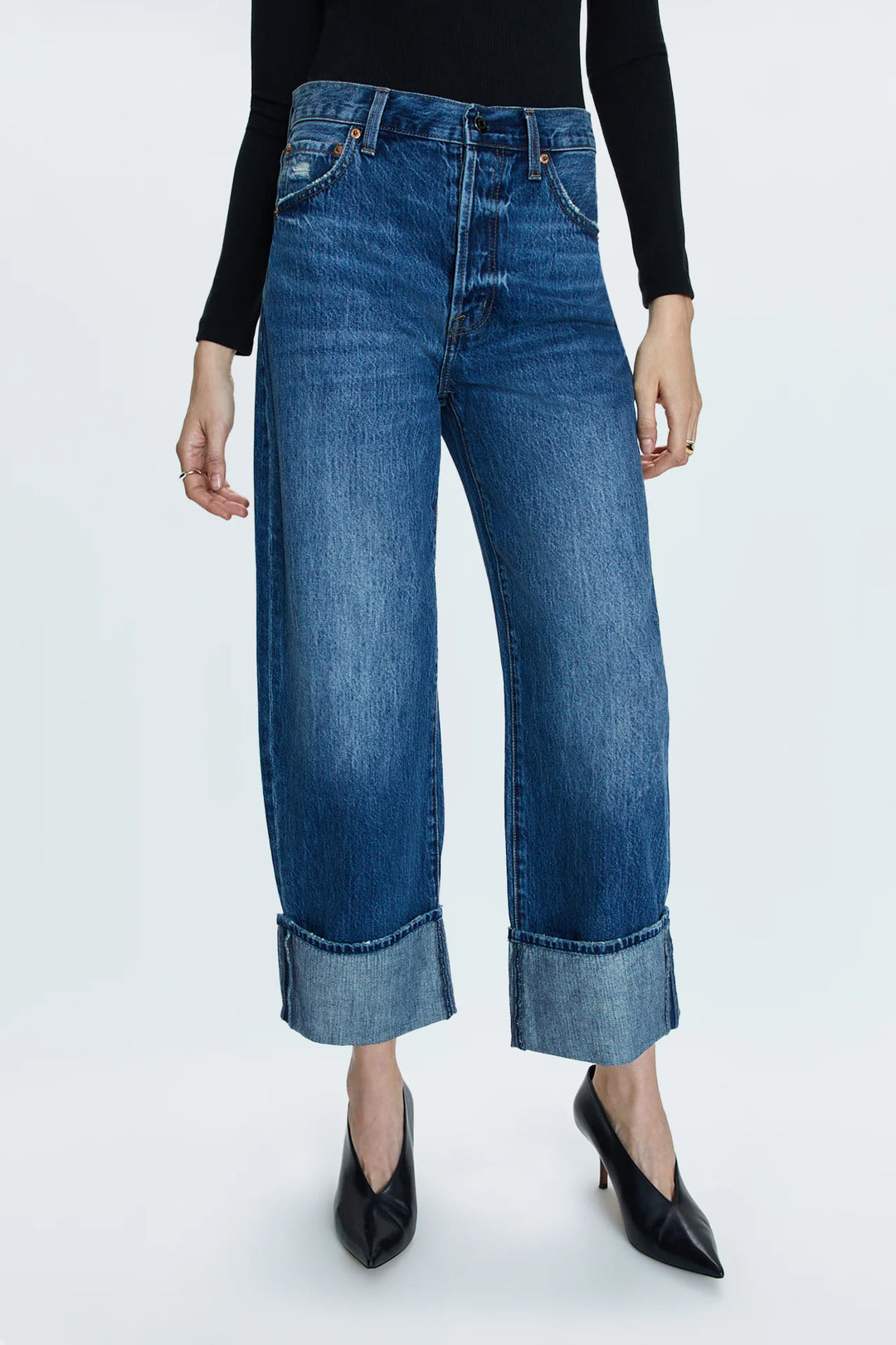 Jeans ample à taille haute et revers Ryder