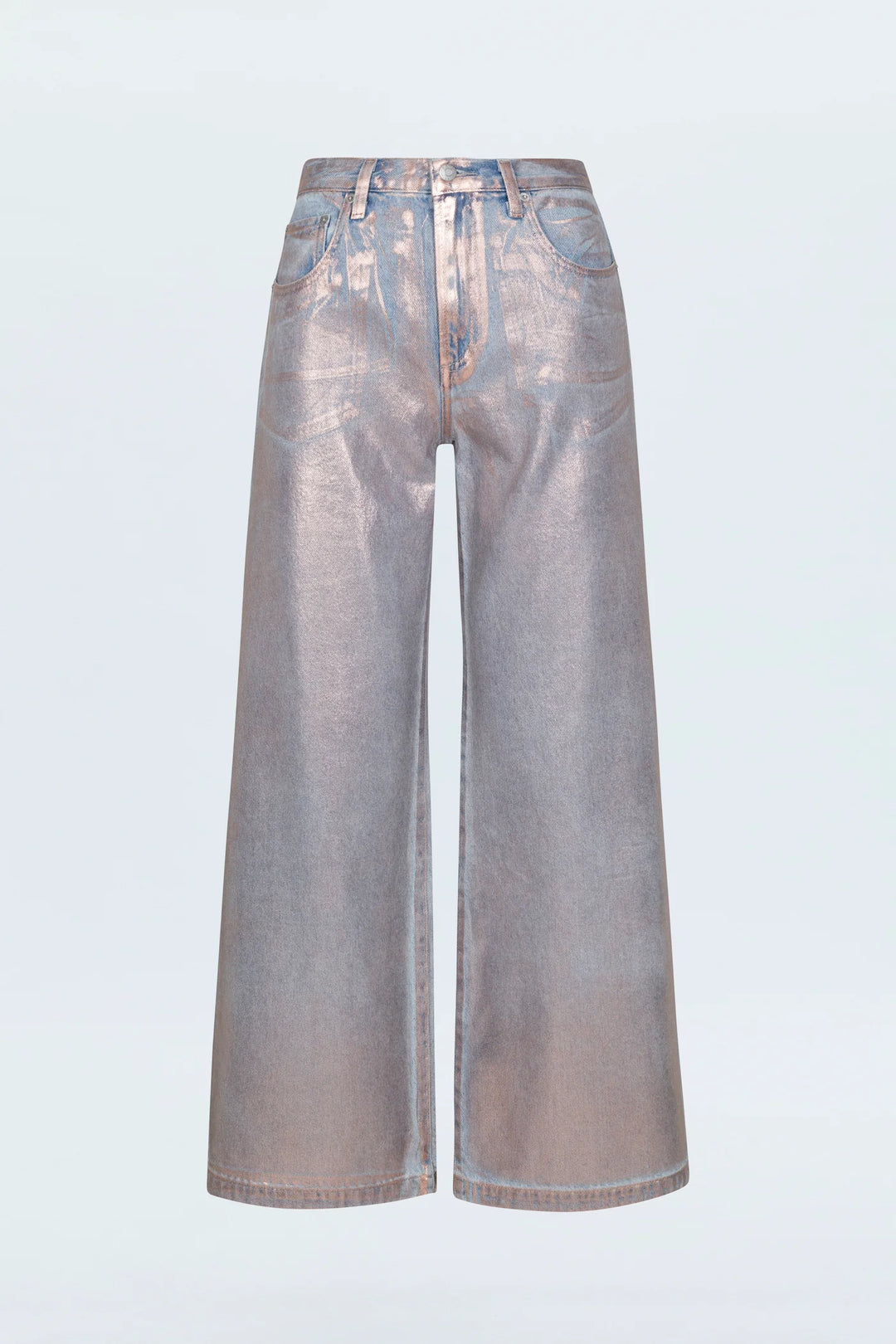 Jeans palazzo à taille basse métallique Jadyn