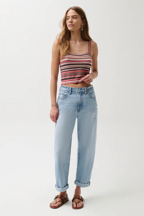 Jeans Donny à taille mi-haute et revers