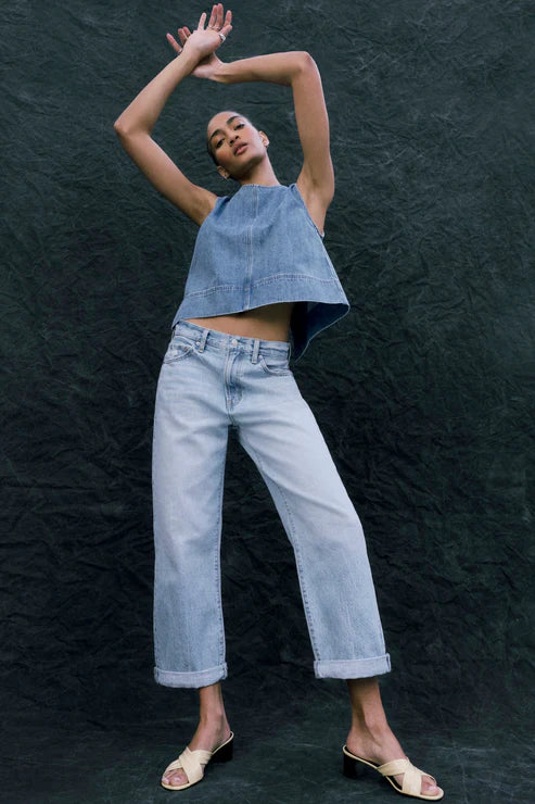 Jeans Donny à taille mi-haute et revers