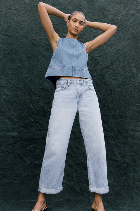 Jeans Donny à taille mi-haute et revers
