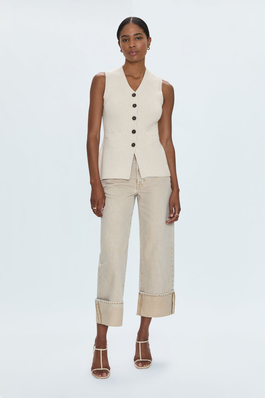 Jeans ample à taille haute et revers Ryder