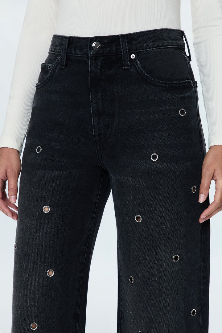 Jeans baggy avec oeillets métalliques Hendrix