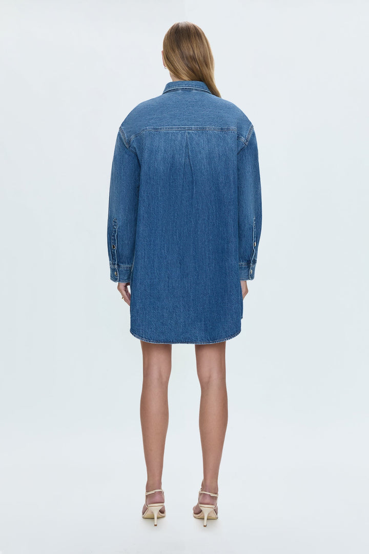 Robe chemise courte en denim Elle