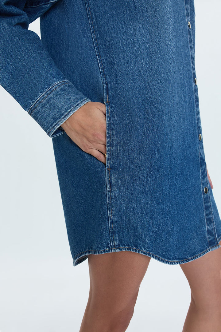 Robe chemise courte en denim Elle