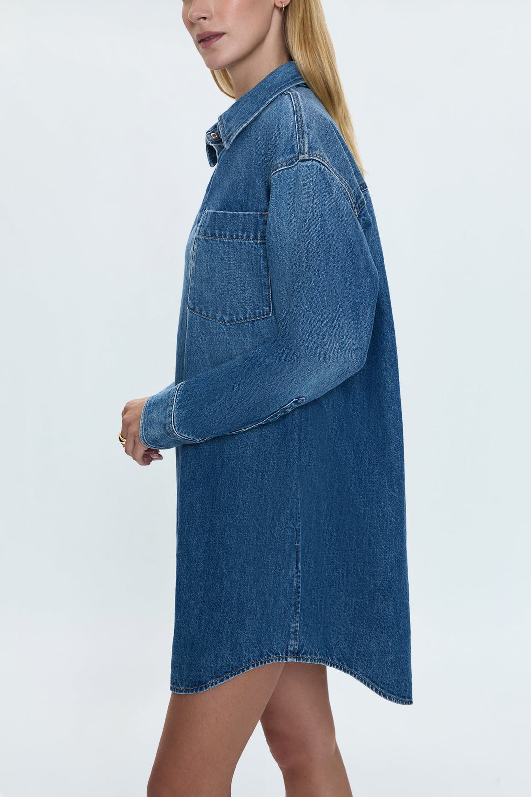 Robe chemise courte en denim Elle