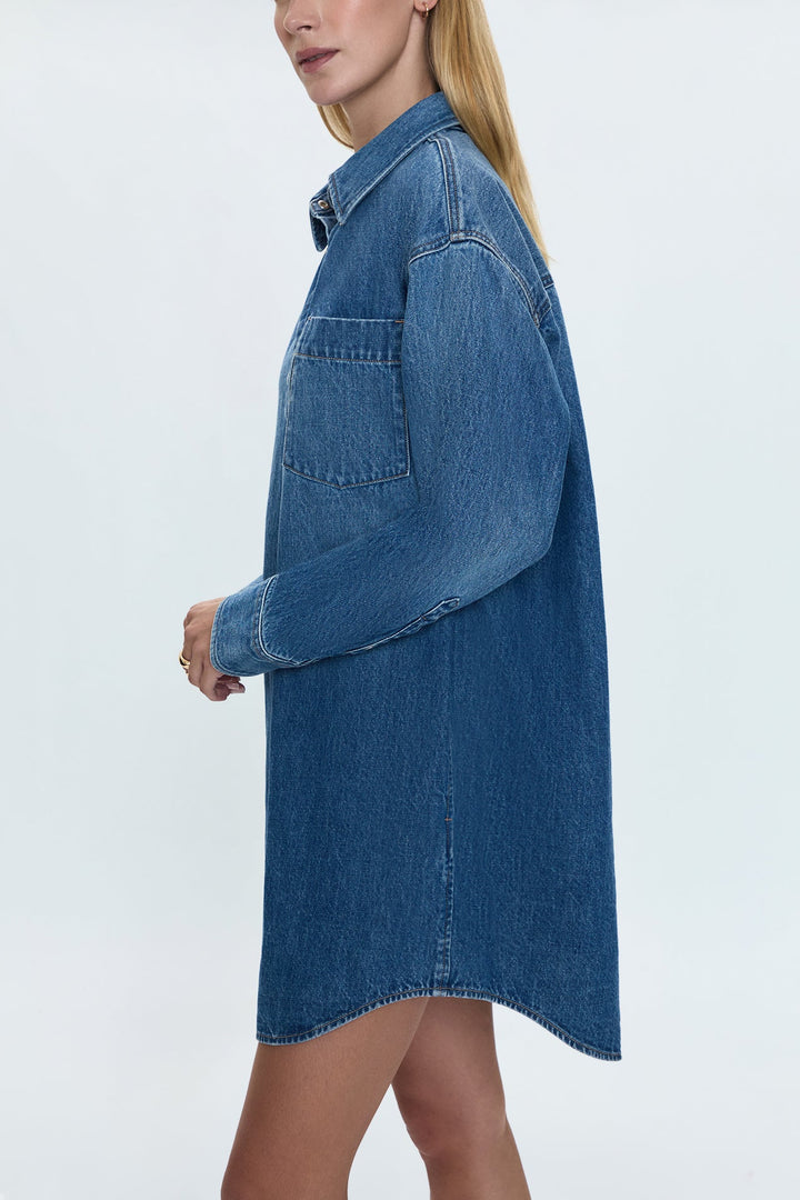 Robe chemise courte en denim Elle