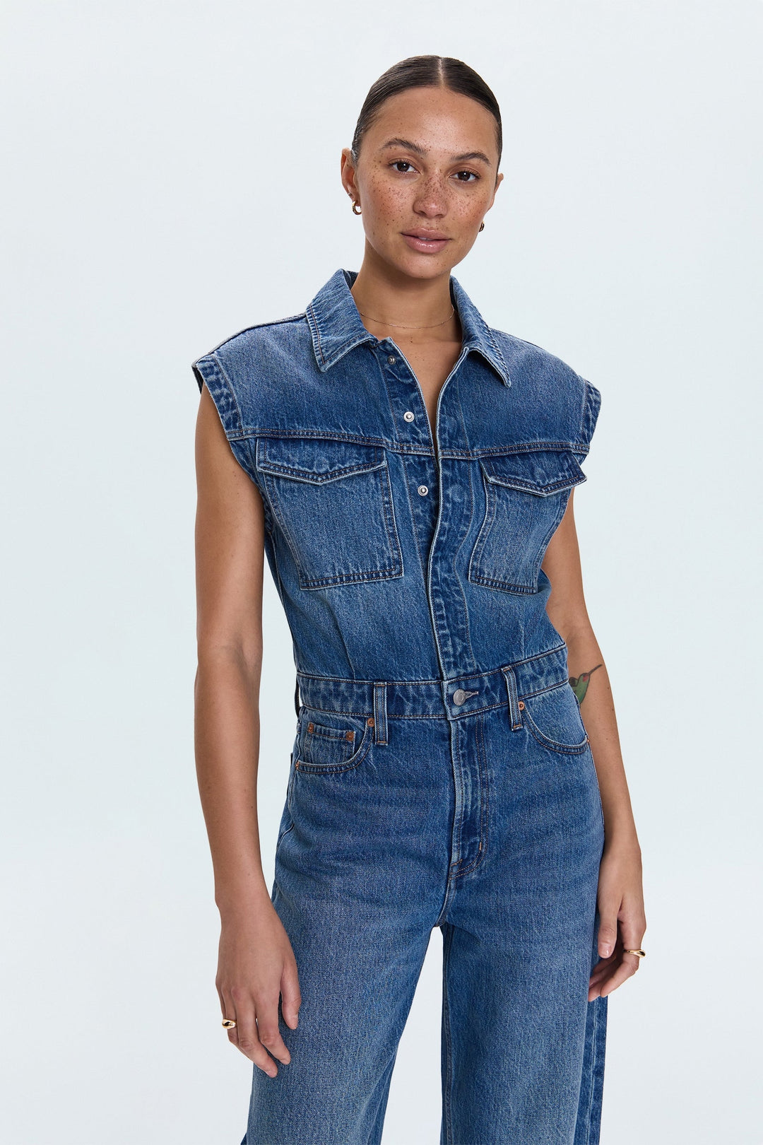 Combinaison en denim sans manches Ace